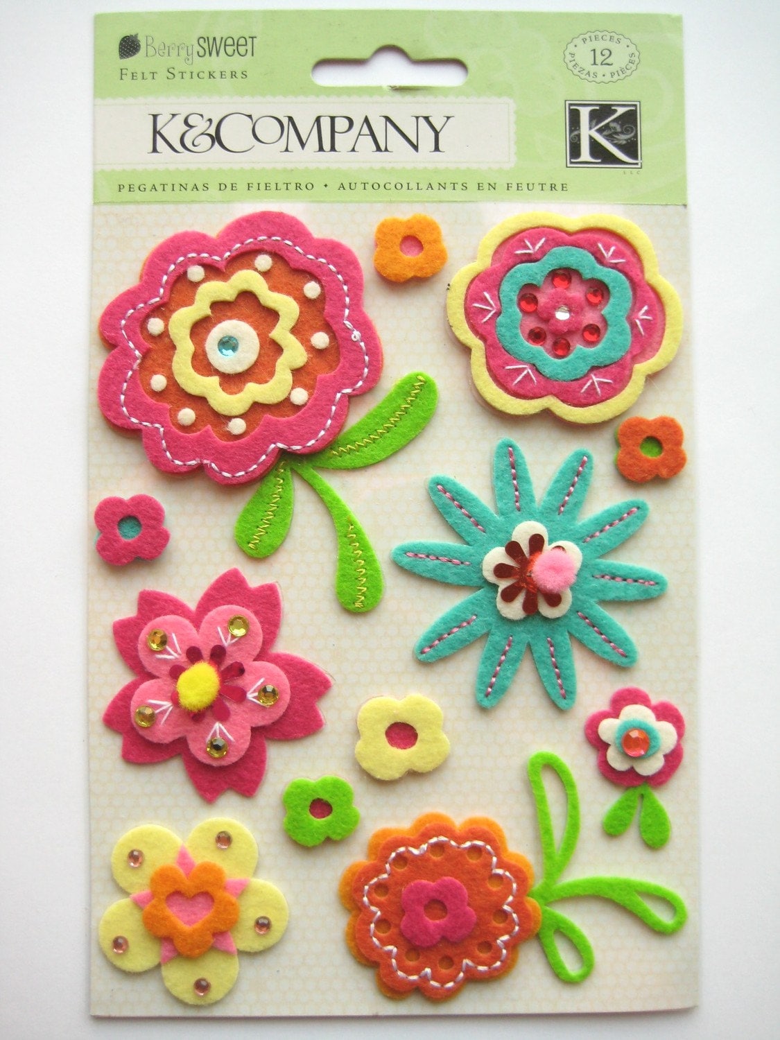 Felt Flower Stickers Set of 12