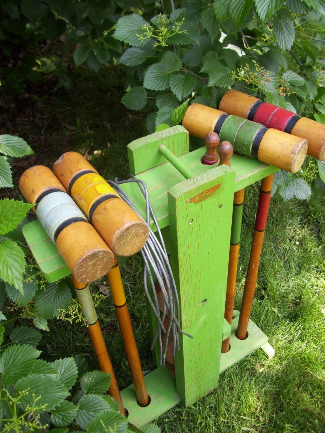 vintage CROQUET set wooden SOUTH BEND toy