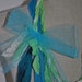 Recycled Farm girl Jersey t shirts Scarf Necklace Loop - Teal w/ Lime Green Designed By Gina Louise