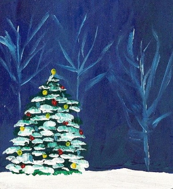 Items similar to Peaceful Christmas- Original Painting by Jamies Art ...