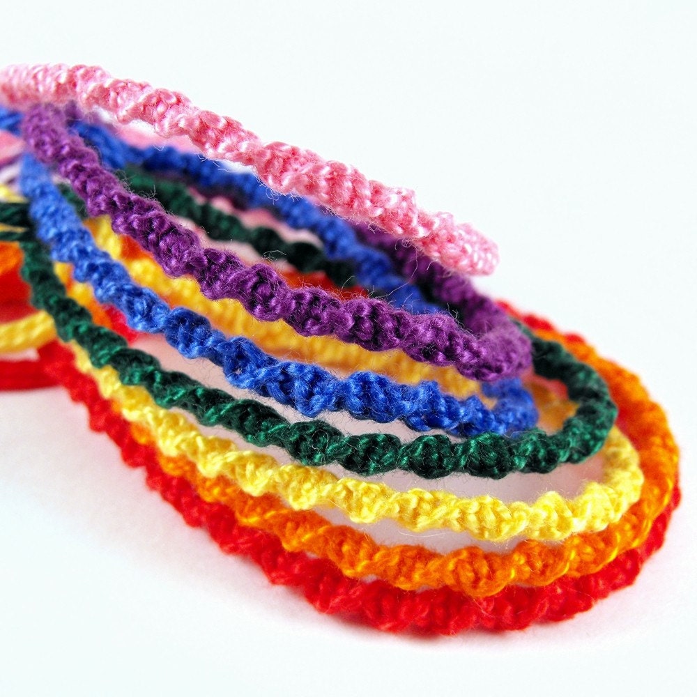 7 Rainbow Spiral Micro friendship bracelets Party Pack seven