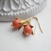 Coral Pearl Dangle Earrings Swarovski Pearl Earrings Pear Shaped Wedding Pearl Earrings Orange Gold Drop Earrings Peach Gift For Her