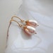 Peach Pear Pearl Gold Earrings, Modern, Wedding Jewelry, Gift For Her
