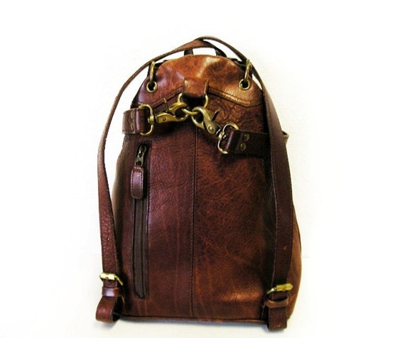 Vintage M London Brown Leather Backpack USA