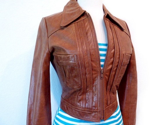 guess womens brown leather jacket