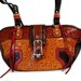 Vintage Tooled Brown Leather Handbag Authentic Satchel Shoulder Bag MC