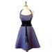 1980s Halter Dress Sweetheart Lace Waist Purple Floral Brocad Homecoming Party Pin-Up bridesmaid Dress
