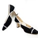 Vintage Black and White Pumps Heels Shoes with leather trim Women 7.5M