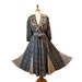 SALE 1970s Ruffled Dress Tasseled tie Indigo Lites Semi Sheer Drapped Gypsy Full Skirt Party Dress S/M/L/XL