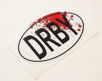 Roller Derby Sticker DRBY Oval With Blood Spatter