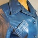 On Sale -- 1960's Ladie Blue Leather MOD Coat Jacket - Size m/l