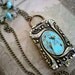 BIG locket laguna green enamel love birds crystals