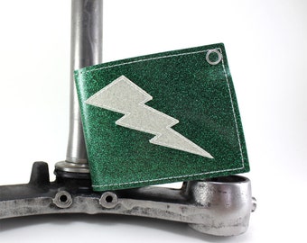 Green Metal Flake Lightning Bolt Wallet - Takin Care of Business - Other Flakes to choose from