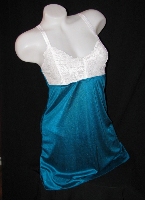 Items similar to Teal Blue with White Lace Lingerie Set on Etsy