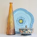 Italian Made Mid Century Golden Vintage Tall Textured Vase