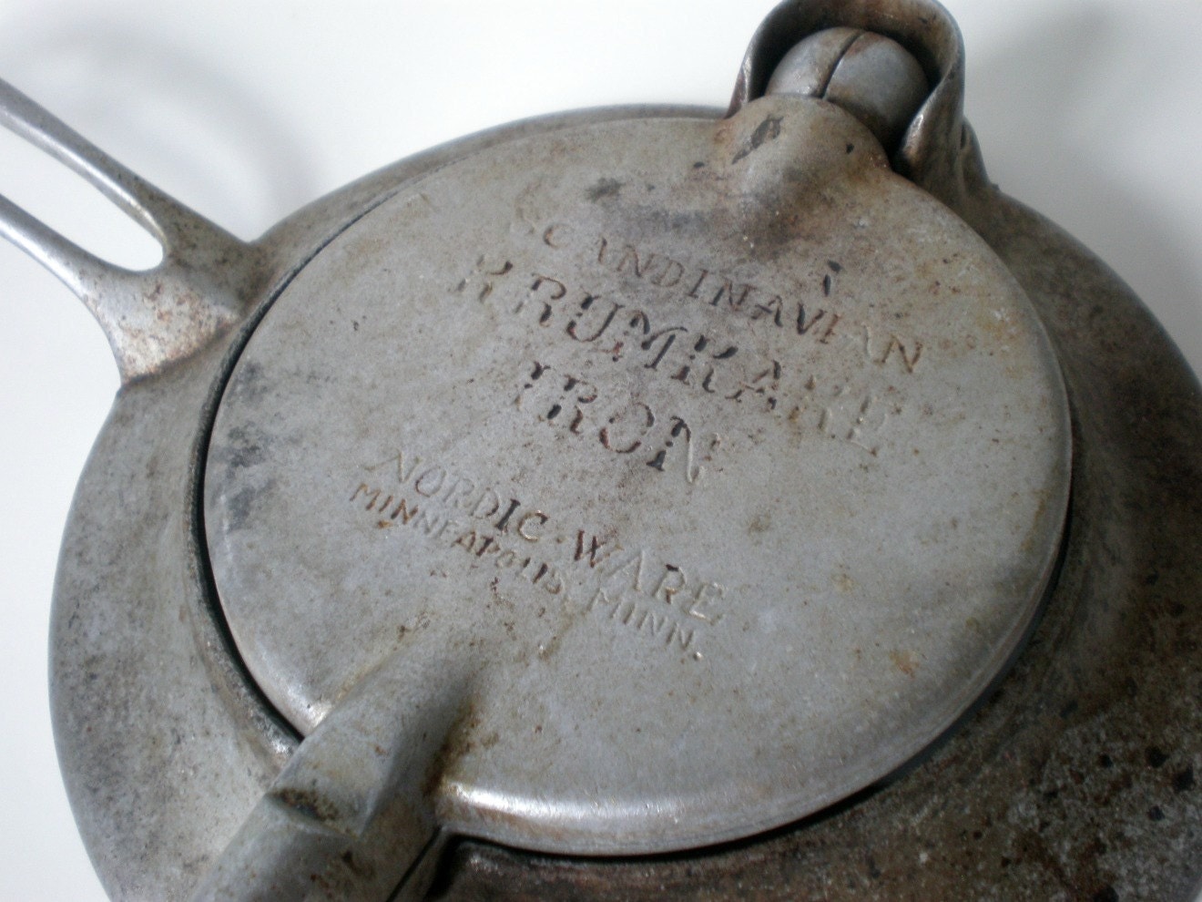 Scandanavian Krumkake Iron Crepe Pan Antique Cast Iron