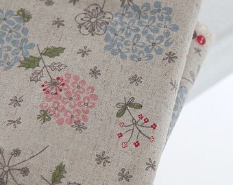 Sky Hydrangea on Linen blended WIDE 140cm, U2512