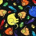 3 Yards of GO on the Zoo, Animal friends on Cotton Black Flannel A yard, U1503