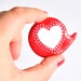 Christmas in July red heart polymer clay brooch speech bubble pin