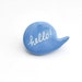 Light blue polymer clay brooch speech bubble