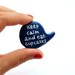 Christmas in July Polymer clay blue brooch speech bubble pin