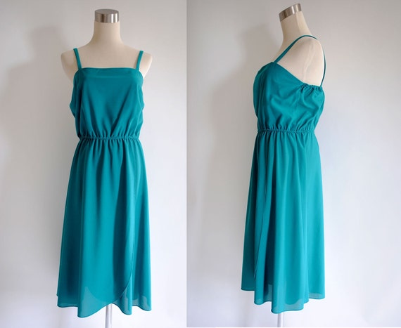 Vintage 1970s Teal Wrap Sundress by shopnightowl on Etsy
