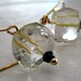 Gold Earrings Lemon Quartz Cube, Black Spinel Gemstone, Handmade - Lemon Ice