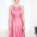 Vintage 1970s Dress - Dusty Rose Pink Dress with Lace applique - XS