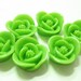 New Item 6 pieces Green Blooming Flower Cabochon