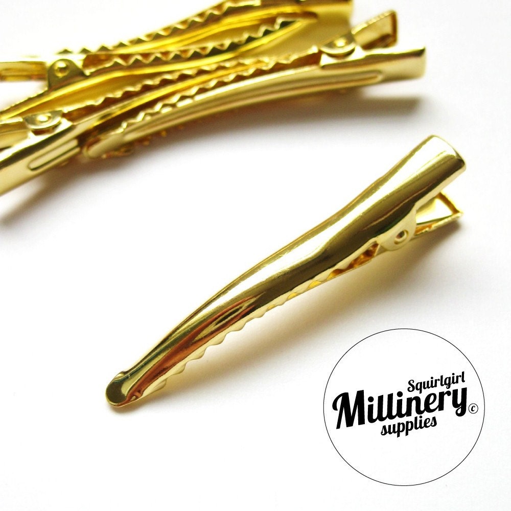 5 Pcs. Gold Plated Metal Alligator Hair Clips for fascinators
