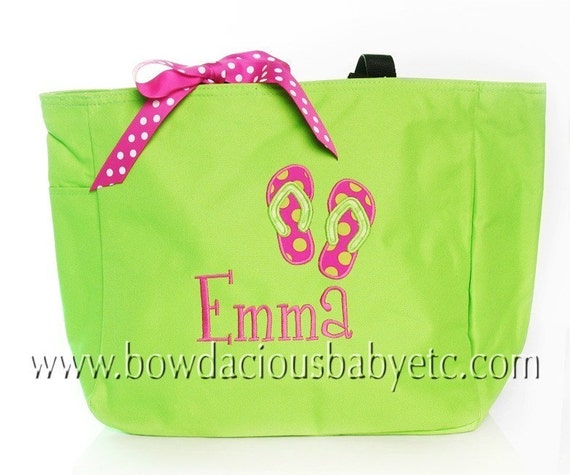 Personalized Beach Tote Bag, Swim Tote, Custom Colors, Monogrammed ...