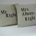 RESERVED FOR MEGANMURRAY90 Pillow Covers Decorative Mr. and Mrs. Oatmeal and Black 16x16