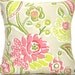 Floral Pillow Covers - Pink Lime Green Chartreuse Red White Beige - Designer Decorative Pair 18x18