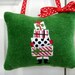Door Hanger Christmas Green Red Black Presents Santa Stripes Polka Dots Repurposed Embroidered