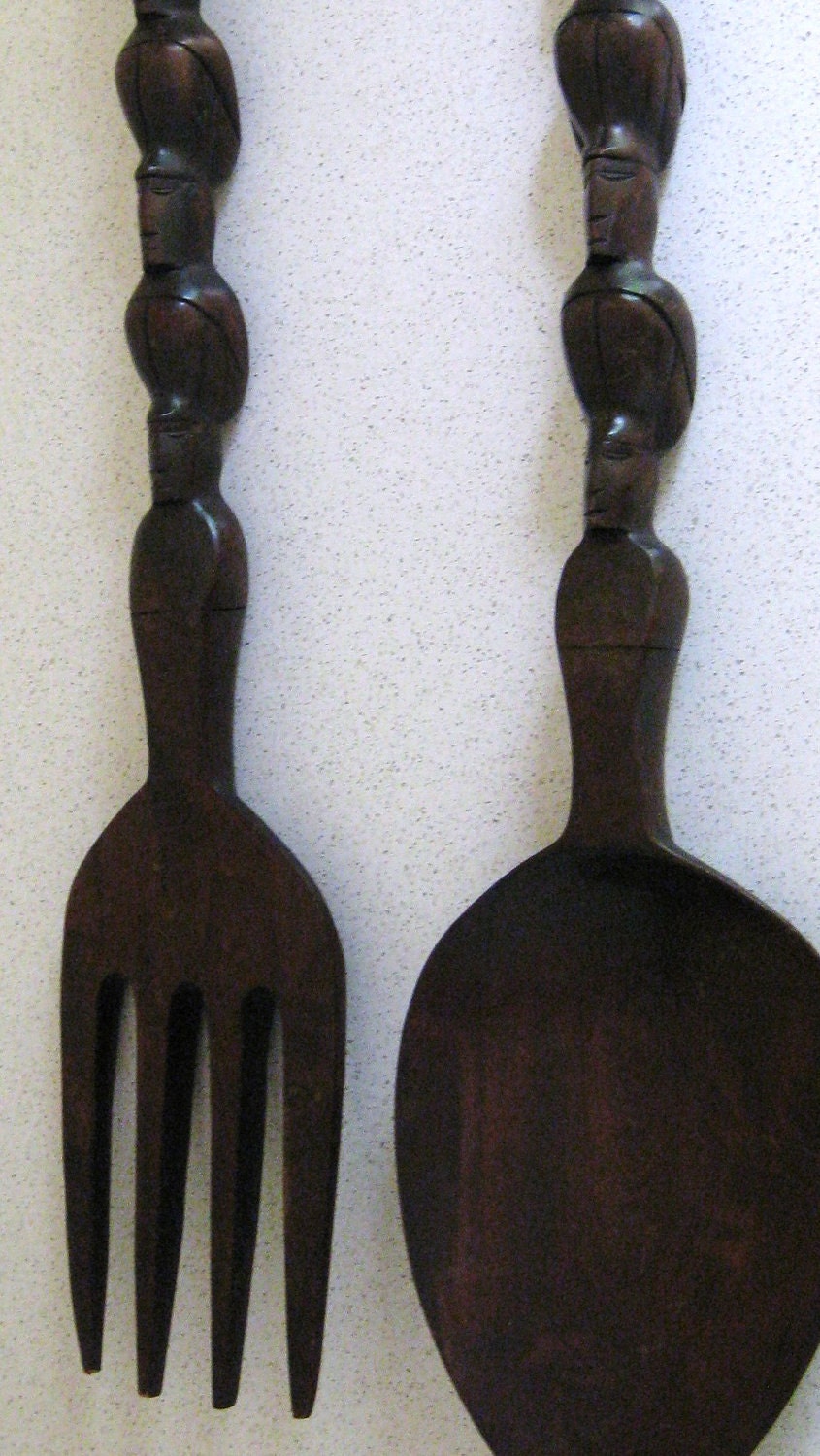 Large Wooden Fork and Spoon Wall Decor 28 inches long