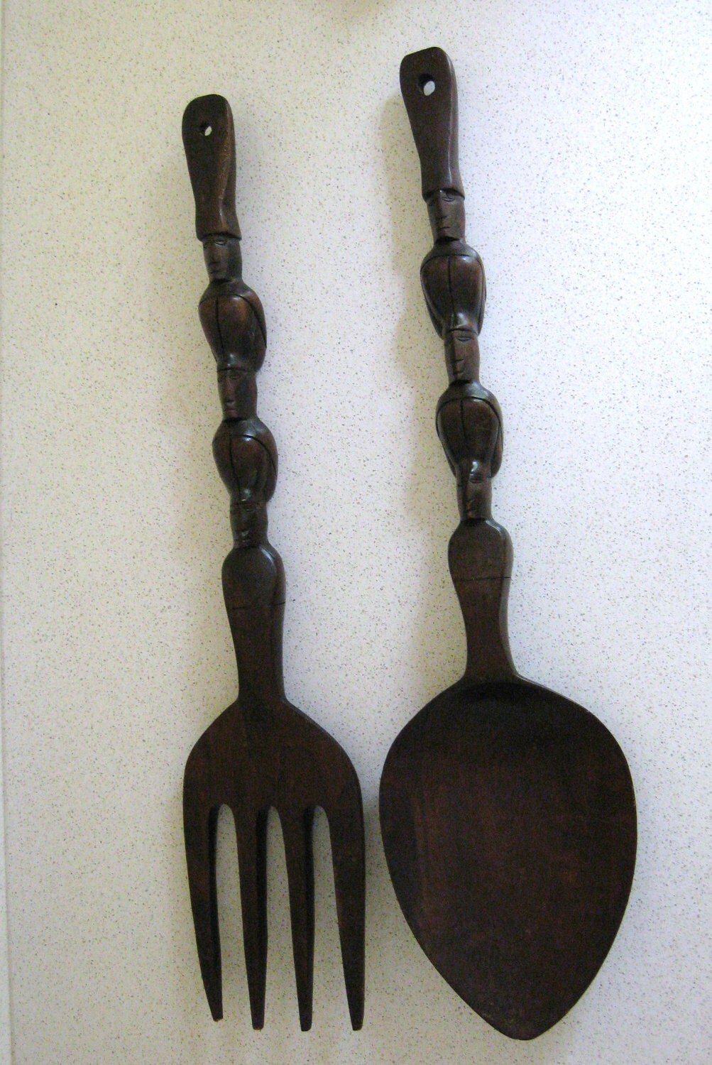 Large Wooden Fork and Spoon Wall Decor 28 inches long