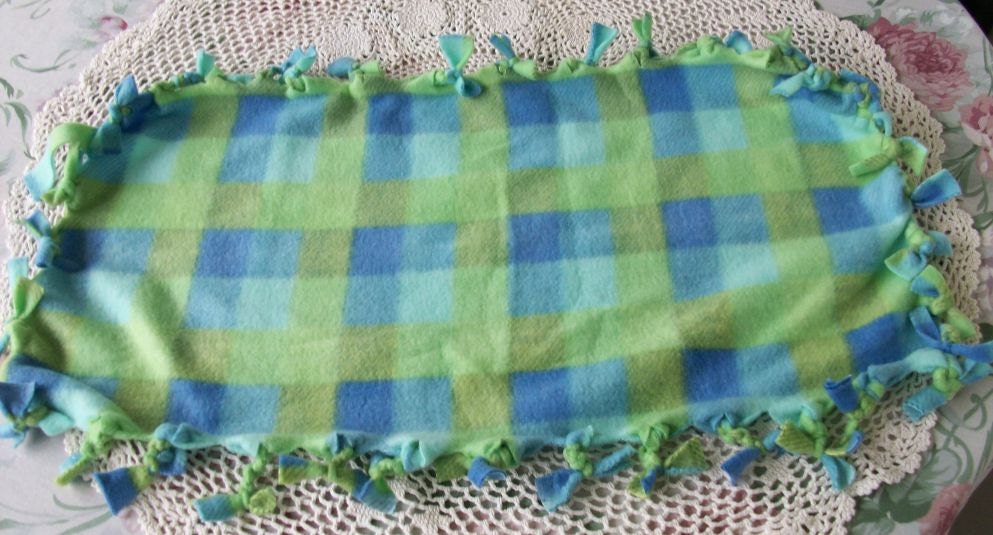 Blue and Green Plaid Dog Chewing Blanket by MuttMania on Etsy