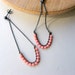Pink coral earrings - Sterling silver - Oxidized