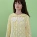 Vintage 1960s Yellow Dress Peter Pan Collar Ascot Bow Tie 60s Mod White Lace Medium Large