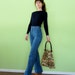 High Waist Jeans XS 70s Vintage Blue Denim Straight Boot Leg Pants