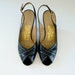 RESERVED Vintage Ferragamo Heels Navy Blue Slingback Peep Toe Pumps 70s Shoes 5.5 5 1/2