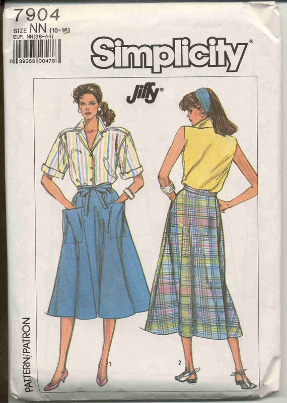 Simplicity 7904 Vintage 80s wrap Skirt pattern by bellaloona