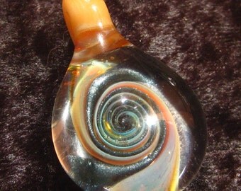 Exotic Carmel Sparkle Swirl Glass Pendant