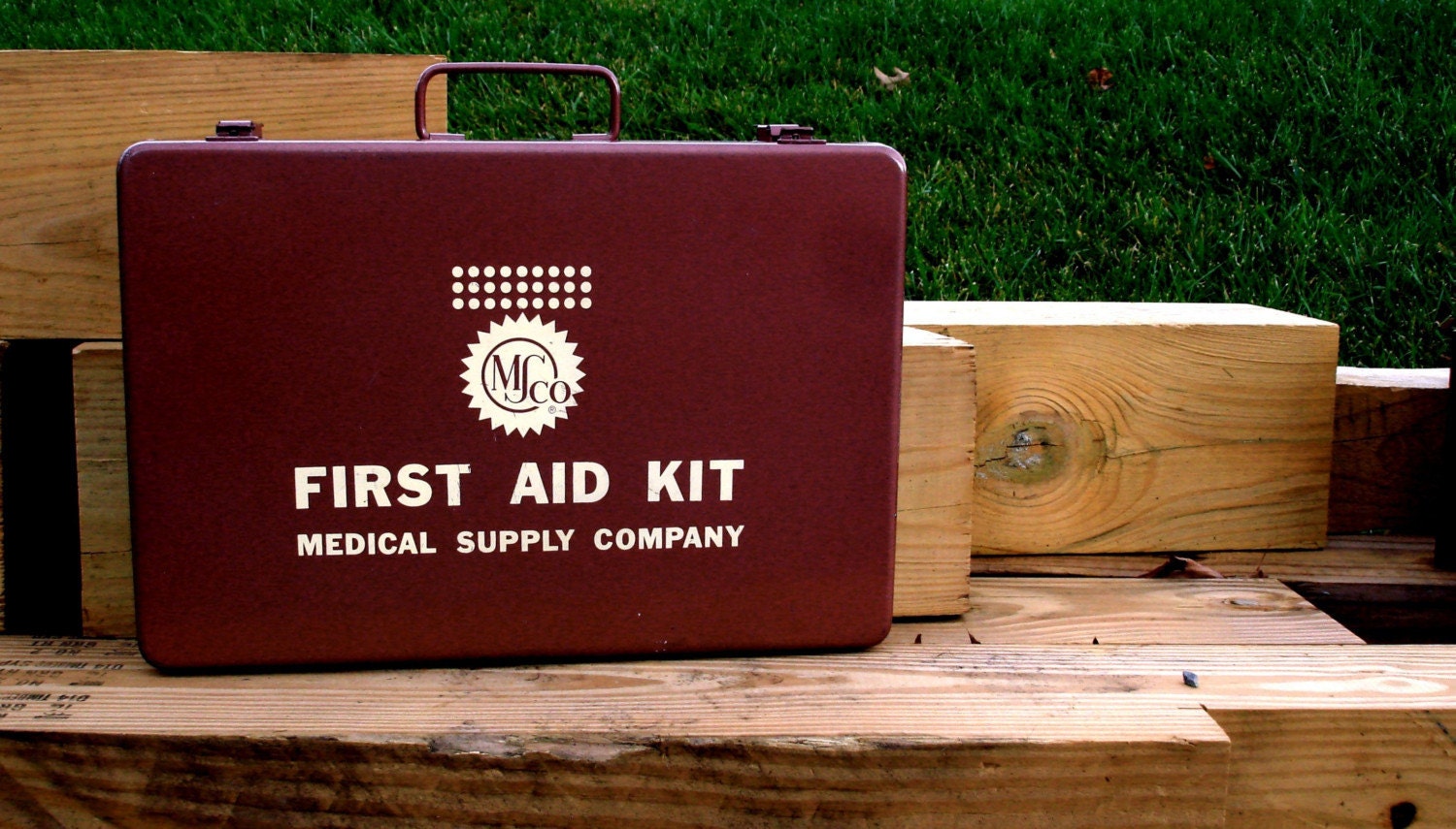 Vintage Metal First Aid Kit Box by Medical Supply Company
