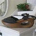 Vintage charcoal gray leather wedge sandals(sz8)