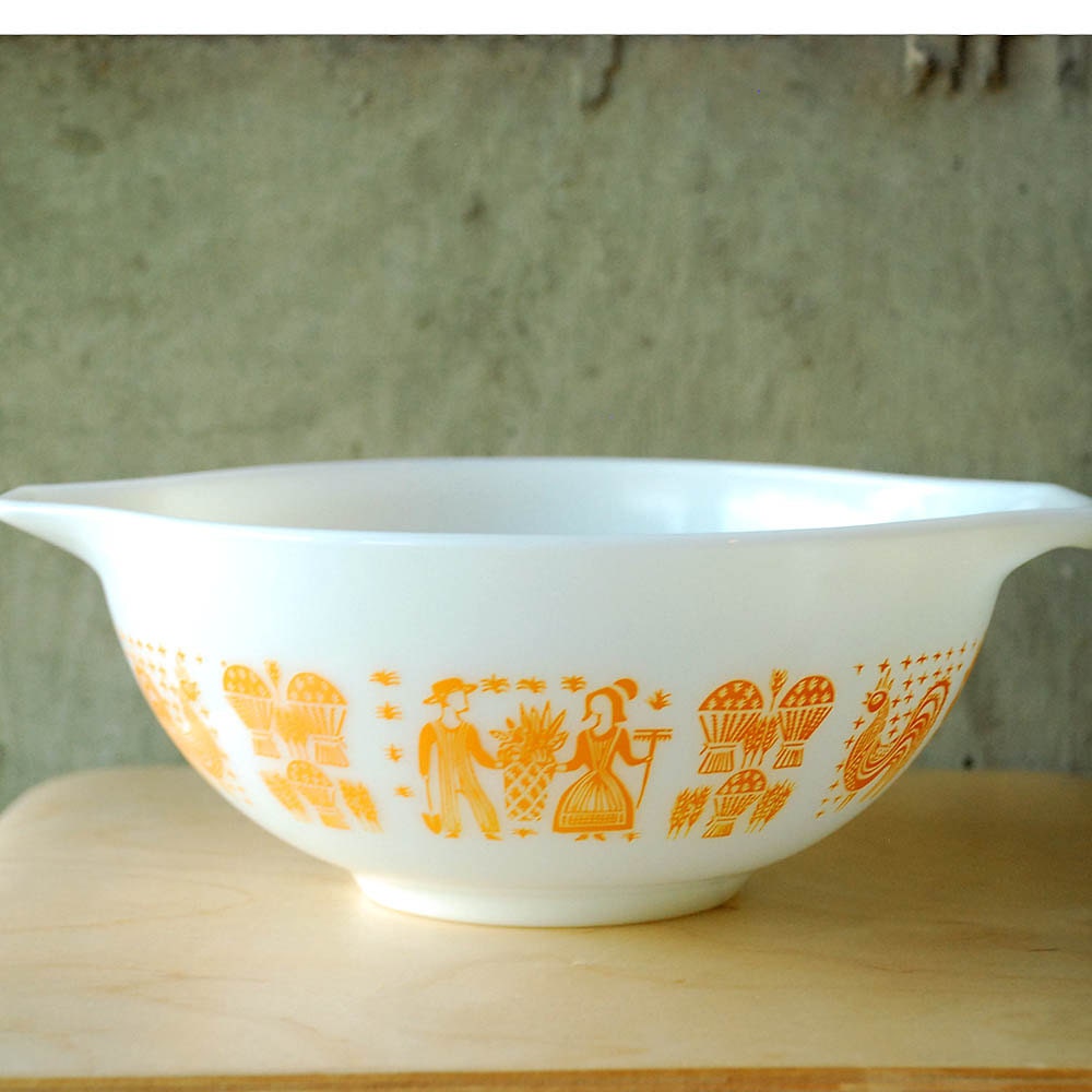 Vintage Pyrex Butterprint Bowl Princess Handled Mixing Bowl In