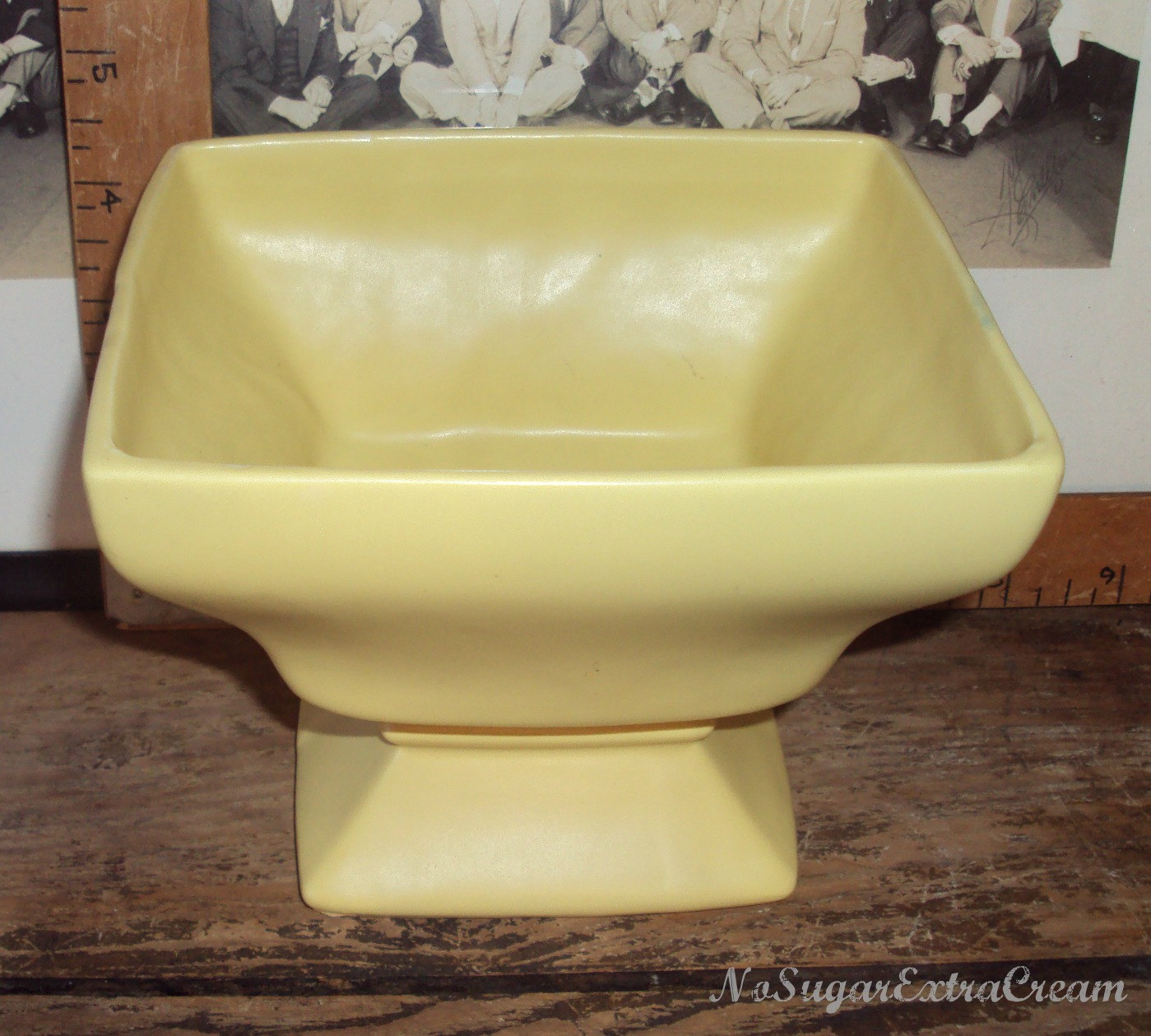 Vintage McCoy Yellow Pottery Planter with Pedestal Base