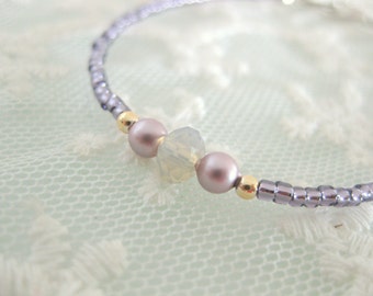 Unique beaded friendship bracelet. Layering bracelet. Sweet purple bracelet.