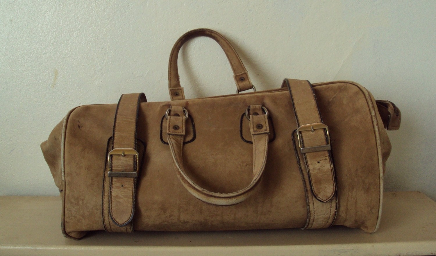 rustic leather duffle bag