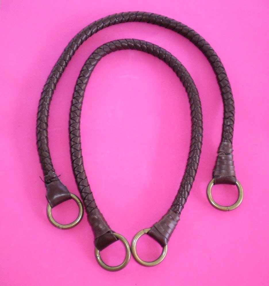 Set of Two Brown Braided Leather Purse Straps with by PurseParts